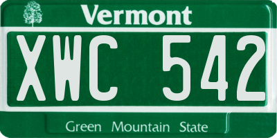 VT license plate XWC542