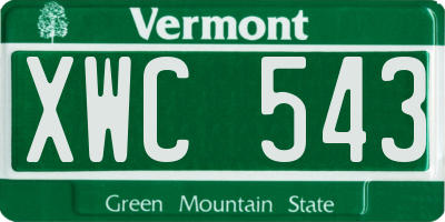 VT license plate XWC543