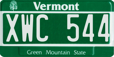VT license plate XWC544