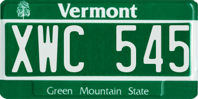 VT license plate XWC545
