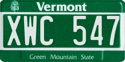 VT license plate XWC547