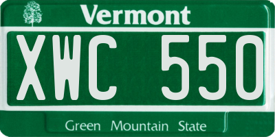 VT license plate XWC550