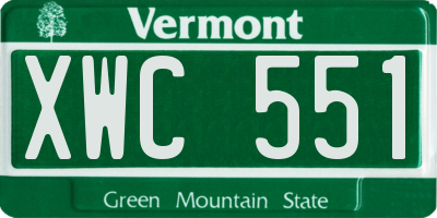 VT license plate XWC551