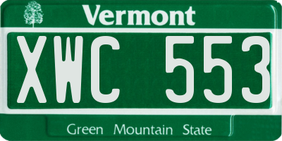 VT license plate XWC553