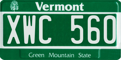 VT license plate XWC560