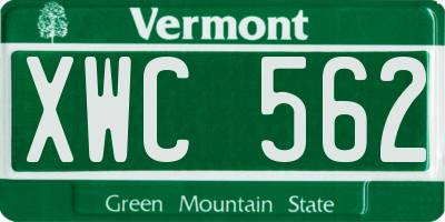 VT license plate XWC562
