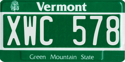 VT license plate XWC578