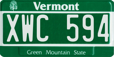 VT license plate XWC594