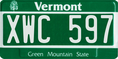VT license plate XWC597