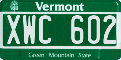 VT license plate XWC602