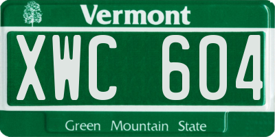 VT license plate XWC604