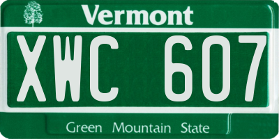 VT license plate XWC607
