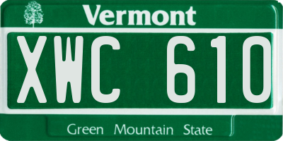 VT license plate XWC610