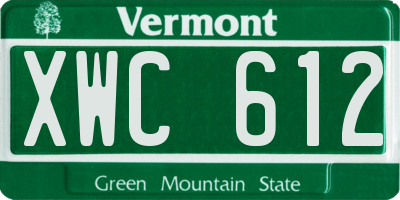 VT license plate XWC612