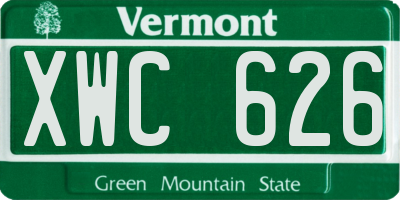 VT license plate XWC626