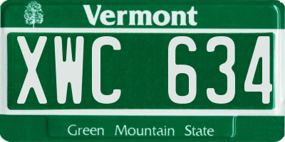 VT license plate XWC634