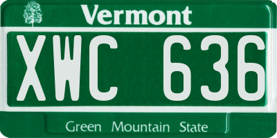 VT license plate XWC636
