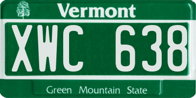 VT license plate XWC638