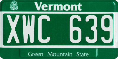 VT license plate XWC639