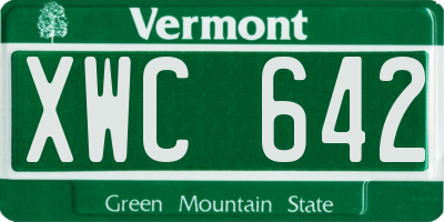 VT license plate XWC642