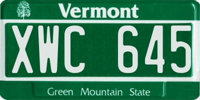 VT license plate XWC645