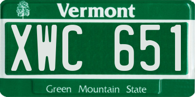 VT license plate XWC651
