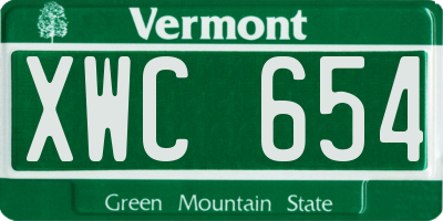 VT license plate XWC654
