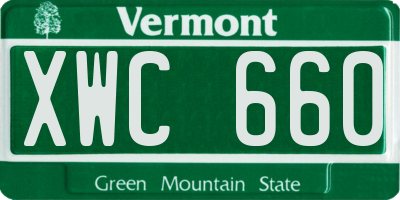 VT license plate XWC660