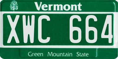 VT license plate XWC664