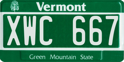 VT license plate XWC667