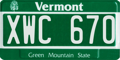 VT license plate XWC670