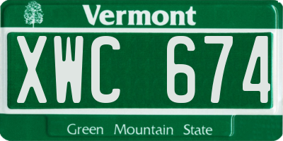 VT license plate XWC674