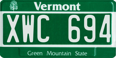 VT license plate XWC694
