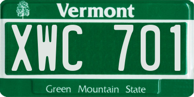 VT license plate XWC701