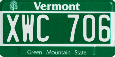 VT license plate XWC706
