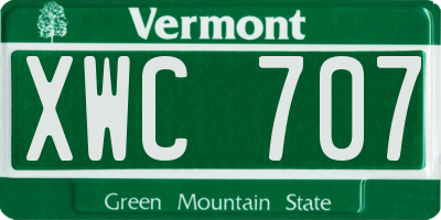 VT license plate XWC707