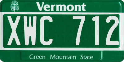 VT license plate XWC712
