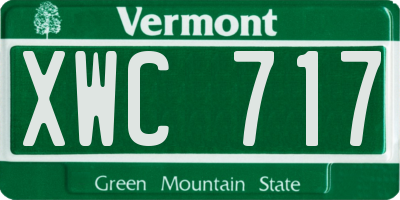 VT license plate XWC717