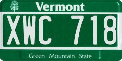 VT license plate XWC718