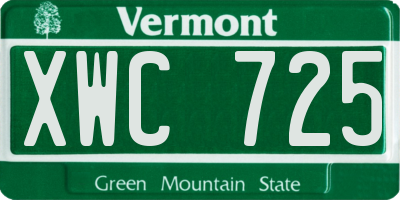 VT license plate XWC725