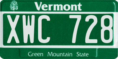 VT license plate XWC728