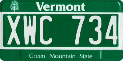 VT license plate XWC734