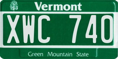 VT license plate XWC740