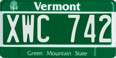 VT license plate XWC742