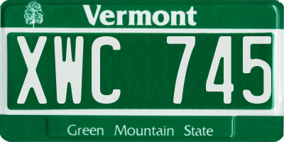 VT license plate XWC745