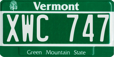 VT license plate XWC747