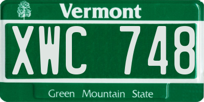 VT license plate XWC748