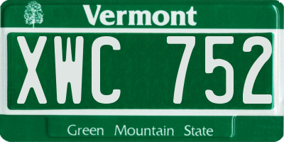 VT license plate XWC752
