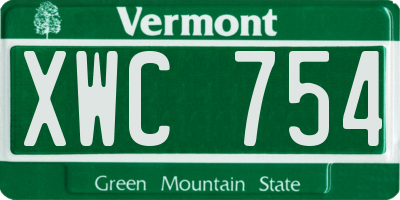 VT license plate XWC754