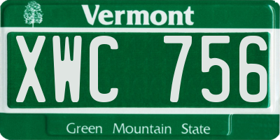 VT license plate XWC756